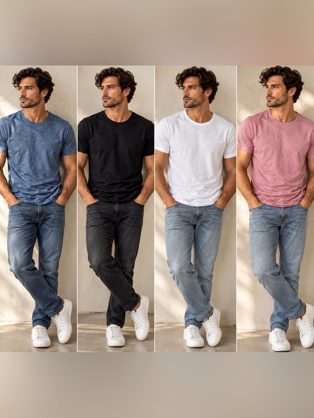 Express Men's Crewneck Tee Lot of 4 Cotton Slub and Supersoft Stretch Size S